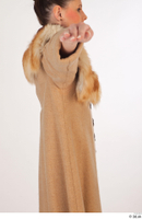  Photos Woman in Historical Dress 31 14th century Brown Winter coat Historical clothing upper body 0011.jpg